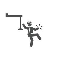 A Solid Icon of a Construction Worker Falling From a Height vector