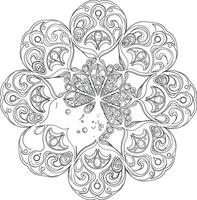 Abstract Mandala With Flowing Wavy Lines Swirls and Dot Clusters vector