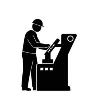 A Factory Worker Operating Industrial Machinery Representing Manufacturing and Production vector