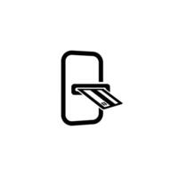 A black and white illustration of a credit card vector