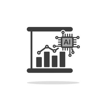 A Solid Icon of a Data Chart With an Ai Symbol Symbolizing Ai-Driven Data Analysis and Insights vector
