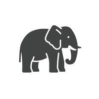 An elephant is shown in a simple black and white icon vector