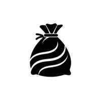 A black and white illustration of a bag with a bow vector