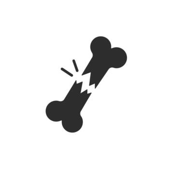 A Solid Icon of a Broken Bone Symbolizing Physical Injuries and Fractures vector