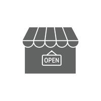 A Storefront With an Open Sign Symbolizing Local Business Promotions and Retail Advertising vector