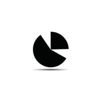 A black and white pie chart icon on a white background vector