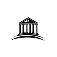 A black and white logo of a building with columns vector