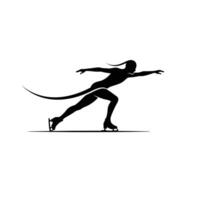 Silhouette of a woman skating on a white background vector