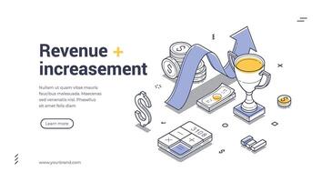 Boost revenue with an engaging web banner template featuring isometric design elements vector