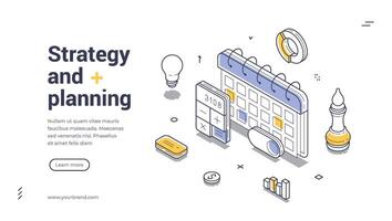 Web banner template for strategy and planning in business workflow vector