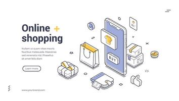 Explore the world of online shopping with this engaging web banner template for digital stores vector
