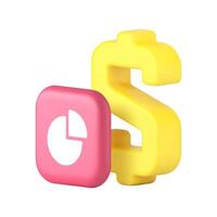 Money currency dollar stock trading analyzing statistic financial control 3d icon realistic vector