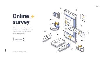 Engaging online survey banner template for effective data collection and user feedback vector
