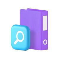 Document archive research file folder examining analysis 3d icon realistic illustration vector
