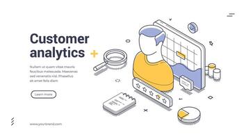 Enhancing customer analytics through isometric design and effective data visualization techniques vector
