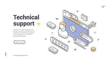Streamlined technical support banner template for effective customer assistance vector