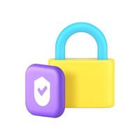 Lock safety security privacy identity checking login access authentication 3d icon realistic vector