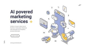 AI powered marketing service web banner template for innovative solutions in advertising vector