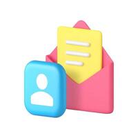 Chat message contact correspondence remotely communication 3d icon realistic vector