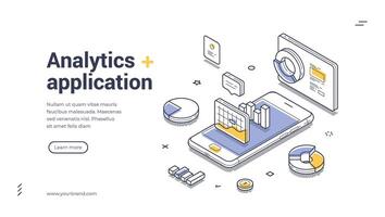 Innovative analytics application web banner template for modern data visualization vector