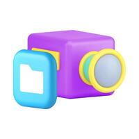 Multimedia data folder archive storage photo cloud 3d icon realistic illustration vector