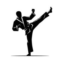 A silhouette of a man in a karate stance vector