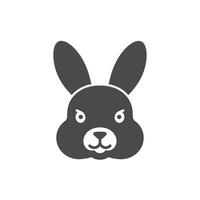 A black and white bunny head icon on a white background vector