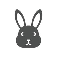 A black and white illustration of a rabbit's face vector
