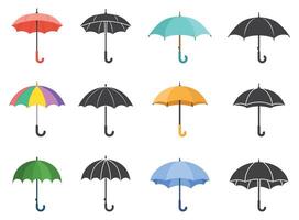 Various types of umbrellas on a white background vector
