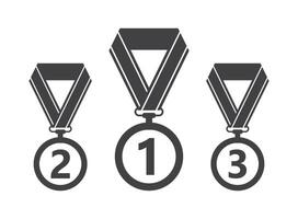 Three medals with the number one, two and three vector