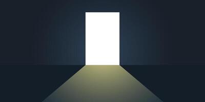 An open door with light coming from it vector