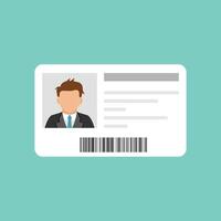 An id card with a barcode and a man's face vector