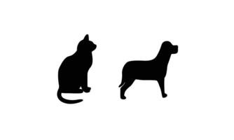 A cat and dog are silhouetted against a white background vector