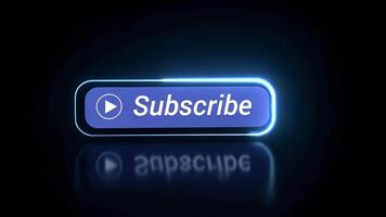 YouTube Subscribe Button Animation with Black Background, Motion Graphics Neon Light video