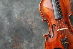A violin is sitting on top of a table photo