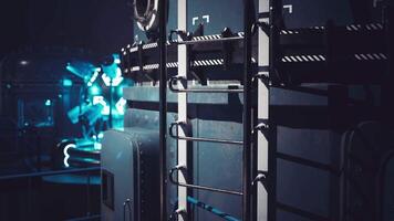Exploring a cutting edge laboratory with advanced technology at night video