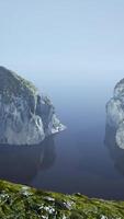 Aerial view of the beautiful cliffs in the sea video