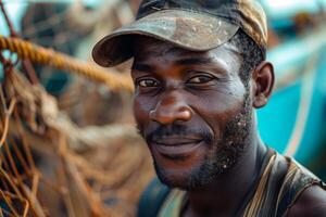 Portrait of a man on a fishing boat photo