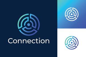 Modern and Minimalist Technology Logo with Atom and Circuit Circle Shape Design vector
