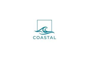 Modern Coastal Logo Design Featuring Abstract Wave and Square Frame vector