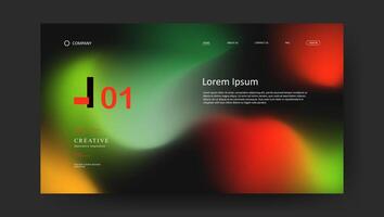 landing page with green, red fluid gradient vector