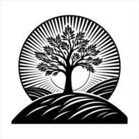 Sun Rising Behind Trees vector