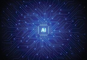 Artificial intelligence chipset on circuit board in futuristic concept vector