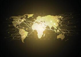 Abstract global technology network connection. World map point and line vector