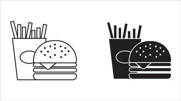 Fast food icon set. in solid and outlined style vector