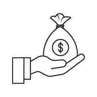 Pictograph of money in hand. Flat design style eps 10. vector