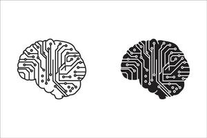 artificial intelligence icon set in line style, machine learning, smart robotic and cloud computing network digital AI technology internet, solving, algorithm, illustration vector