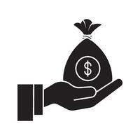 Pictograph of money in hand. Flat design style eps 10 vector