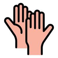 High five icon in flat line style representing celebration teamwork and encouragement ideal for success friendship and motivation concepts. vector
