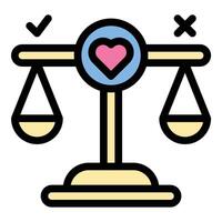Morality icon in flat line style representing ethics principles and righteousness ideal for philosophy integrity and social values concepts. vector